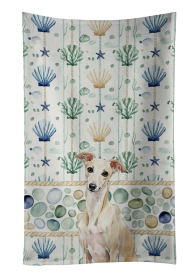 Cream Italian Greyhound Coastal Sea Glass Kitchen Towel