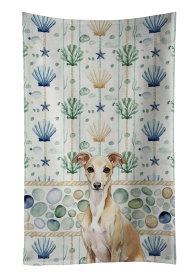 Fawn Italian Greyhound Coastal Sea Glass Kitchen Towel