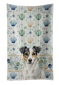 White and Black Jack Russell Terrier Coastal Sea Glass Kitchen Towel