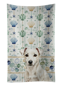 White Jack Russell Terrier Coastal Sea Glass Kitchen Towel