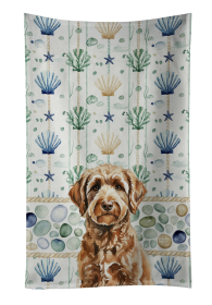 Chocolate Labradoodle Coastal Sea Glass Kitchen Towel