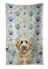 Yellow Labradoodle Coastal Sea Glass Kitchen Towel