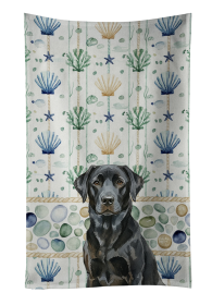Black Labrador Retriever Coastal Sea Glass Kitchen Towel