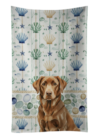 Chocolate Labrador Retriever Coastal Sea Glass Kitchen Towel
