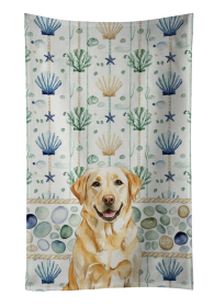 Yellow Labrador Retriever Coastal Sea Glass Kitchen Towel