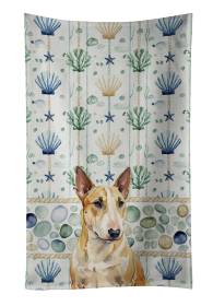 Miniature Bull Terrier Coastal Sea Glass Kitchen Towel