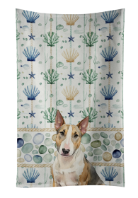 Tricolor Miniature Bull Terrier Coastal Sea Glass Kitchen Towel