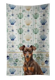 Chocolate and Rust Miniature Pinscher Min Pin Coastal Sea Glass Kitchen Towel