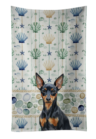 Black and Tan Miniature Pinscher Coastal Sea Glass Kitchen Towel