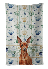 Red Miniature Pinscher Min Pin Coastal Sea Glass Kitchen Towel