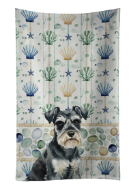 Black & Silver Miniature Schnauzer Coastal Sea Glass Kitchen Towel