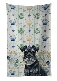 Black Miniature Schnauzer Coastal Sea Glass Kitchen Towel