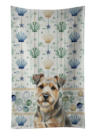 Grizzle and Tan Norfolk Terrier Coastal Sea Glass Kitchen Towel