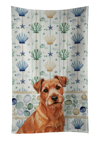 Red Norfolk Terrier Coastal Sea Glass Kitchen Towel