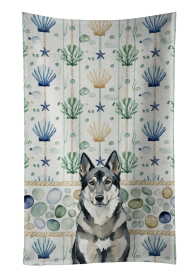 Norwegian Elkhound Coastal Sea Glass Kitchen Towel