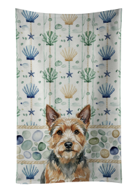 Norwich Terrier Coastal Sea Glass Kitchen Towel