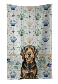 Black and Tan Otterhound Coastal Sea Glass Kitchen Towel