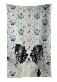 Black and White Papillon Coastal Sea Glass Kitchen Towel