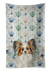 White with Sable Papillon Coastal Sea Glass Kitchen Towel