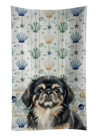 Black and Tan Pekingese Coastal Sea Glass Kitchen Towel