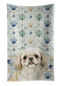 Cream Pekingese Coastal Sea Glass Kitchen Towel