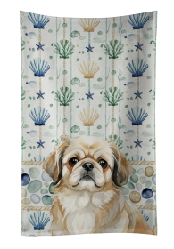 Fawn Pekingese Coastal Sea Glass Kitchen Towel