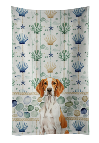 Orange and White Pointer Coastal Sea Glass Kitchen Towel