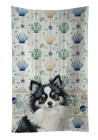 Black and White Pomeranian Coastal Sea Glass Kitchen Towel