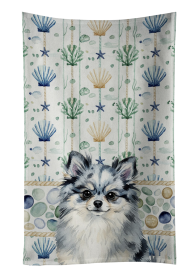 Blue Merle Pomeranian Coastal Sea Glass Kitchen Towel