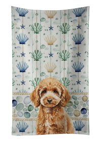 Miniature Apricot Poodle Coastal Sea Glass Kitchen Towel