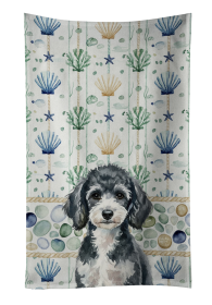 Miniature Parti Poodle Coastal Sea Glass Kitchen Towel