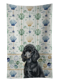 Standard Black Poodle Coastal Sea Glass Kitchen Towel