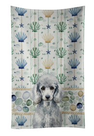 Standard Silver Poodle Coastal Sea Glass Kitchen Towel