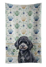 Toy Black Poodle Coastal Sea Glass Kitchen Towel