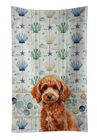Toy Red Poodle Coastal Sea Glass Kitchen Towel