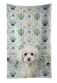 Toy White Poodle Coastal Sea Glass Kitchen Towel