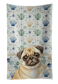Fawn Pug Coastal Sea Glass Kitchen Towel