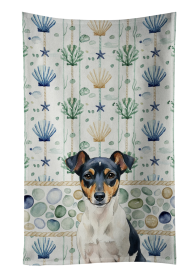 Tricolor Rat Terrier Coastal Sea Glass Kitchen Towel
