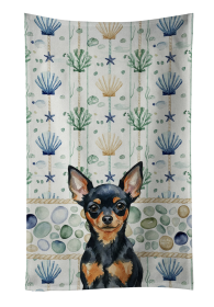 Black and Tan Russian Toy Coastal Sea Glass Kitchen Towel