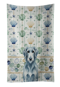 Blue-Gray Scottish Deerhound Coastal Sea Glass Kitchen Towel