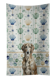 Brindle Scottish Deerhound Coastal Sea Glass Kitchen Towel