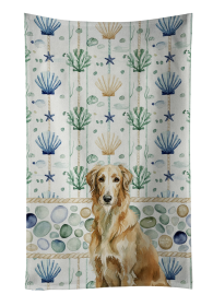Wheaten Scottish Deerhound Coastal Sea Glass Kitchen Towel