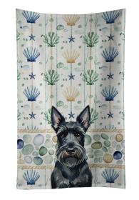 Scottish Terrier Coastal Sea Glass Kitchen Towel