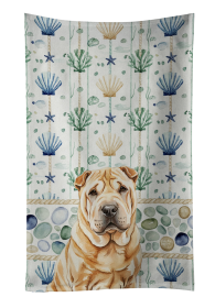 Red Shar Pei Coastal Sea Glass Kitchen Towel