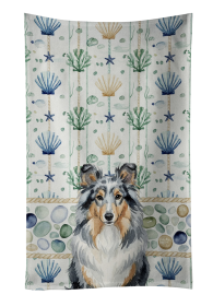 Blue Merle Sheltie Coastal Sea Glass Kitchen Towel