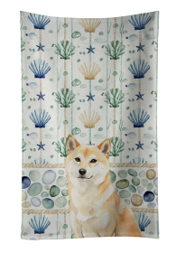 Cream Shiba Inu Coastal Sea Glass Kitchen Towel