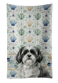 Black and White Shih Tzu Coastal Sea Glass Kitchen Towel