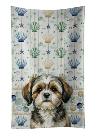 Brindle Shih Tzu Coastal Sea Glass Kitchen Towel