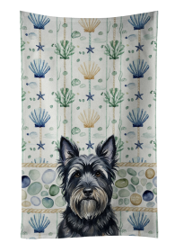 Black Skye Terrier Coastal Sea Glass Kitchen Towel