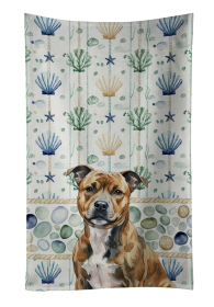 Brindle Staffordshire Bull Terrier Coastal Sea Glass Kitchen Towel